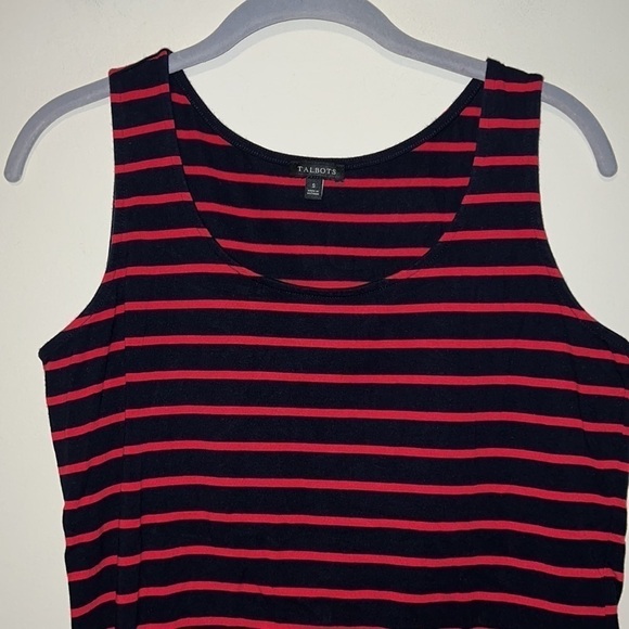 Women’s Talbots soft stretchy black red striped tank top shirt sz S - Picture 2 of 5